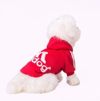 NEW! Adidog Dog Hoodie Sweater with Hood for Small Dogs up to 2lbs (Red, XS) - Image 1 of 2