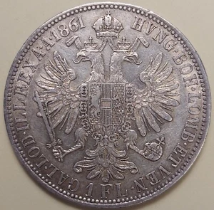 ÖSTERREICH ÖSTERREICH 1 FLORIN 1861A KM#2219 VZ++ SILBER FRANZISKUS JOSEPH I. 1848-1916 - Bild 1 von 4