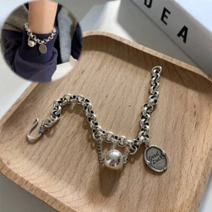 Accesorios Temperamento Retro Punk Mujer Buena Suerte Plata NUEVO Pulsera Moda - Imagen 1 de 7