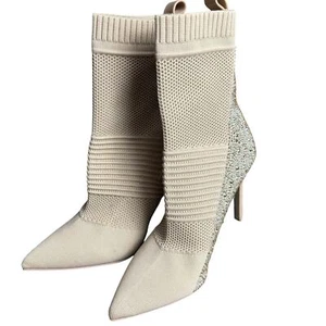 Scarpe stivali Steve Madden Maxwelle beige tacco alla caviglia strass misura 8,0 m  - Foto 1 di 12