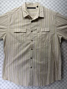 EUC SEAN JOHN Cream Strip Relaxed Fit Short Sleeve Button Down Collar Shirt 3XL - Picture 1 of 7