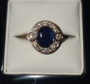 Sapphire, Diamond, Rose Gold ring - Picture 1 of 2