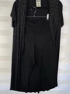 Vocal Caridigan & Capri Leggings Silber Nieten Set Schwarz Medium Neu - Bild 1 von 12