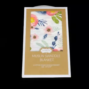 Mud Pie Muslin Cotton Swaddle Blanket Secret Garden 47" x 47" Shabby Floral NEW - Picture 1 of 3