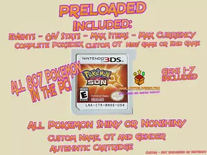 Pokemon Sun Loaded With All 802 - Complete - Picture 1 of 12