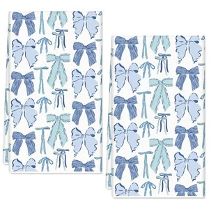 Blue Bow Kitchen Dish Towels 18 x 28 Inch Bowknot Dishcloth Coquette Hand Dry... - Picture 1 of 7