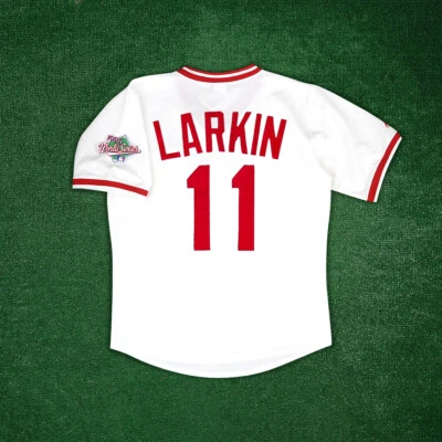 Barry Larkin 1990 Cincinnati Reds World Series Men's Home Cooperstown Jersey - Image 1 of 4