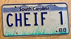 SOUTH CAROLINA VANITY NUMMERNSCHILD " CHEIF 1 " SC CHIEF OF CHEIF NATIVE LEADER - Bild 1 von 1