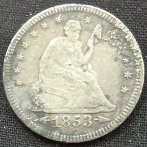 1853 Seated Liberty Quarter RAYS Shipwreck XF+ Coin - Picture 1 of 2