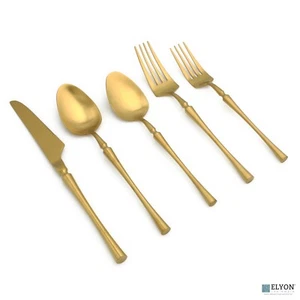 20 Piece Noelle Matte Gold Flatware Set Stainless Steel Service For 4 - Picture 1 of 6