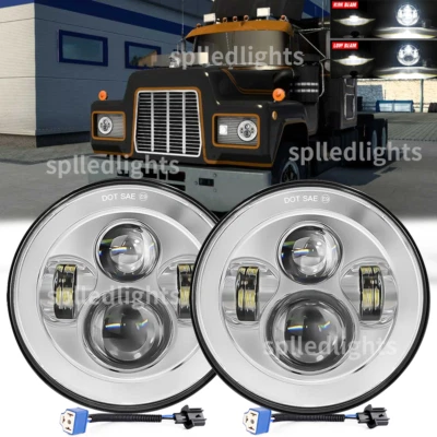 2x Faros LED redondos aptos para Mack serie R de 7 pulgadas sellados haz alto/bajo DOT Foto 1 de 4
