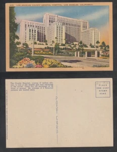 Lino de borde blanco sin usar del Hospital Central del Condado de California de Los Ángeles - Imagen 1 de 4