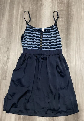 Vestido Xhilaration Azul Marino Rayas Satinado Bolsillos M  Foto 1 de 4