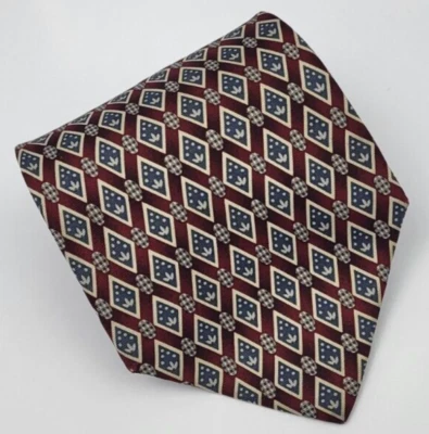 Corbata de seda Stafford roja azul blanca geométrica para hombre EE. UU. 57,5 x 4 Foto 1 de 4