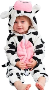 Unisex Baby Cow Costume 24-30 Mos HalloweenFlannel Hooded Romper CosplayJumpsuit - Picture 1 of 3