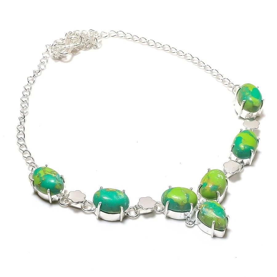 Green Tsavorite Gemstone Handmade 925 Sterling silver Necklace Size 18'' - Image 1 of 1
