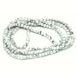 210 White With Black Splashes Glass 4mm Beads (1 strand) J18249XF