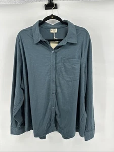 Pact Top Button Up Blouse Organic Cotton Women’s Size  XXXL Long Sleeve Soft NEW - Picture 1 of 9