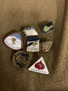Lot Of 7 Vintage Ski Resort Pins Aspen Snow mass Brian Head Mammoth Big Bear  - Picture 1 of 10