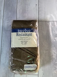 (12) Napkins Oversized 100% Cotton Restaurant 20 X 20 Toscano Nutria Brown - Picture 1 of 6