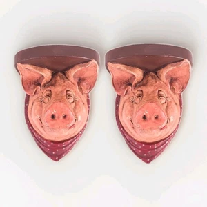 Pig Cowboy Resin Shelf Ledge Sconce Telle M. Stein Vtg 2004 Swine Hog Fanciful - Picture 1 of 12