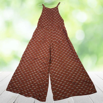 Mono de pierna ancha NATURAL LIFE para mujer pequeño estampado de árbol de óxido boho festival algodón Foto 1 de 4