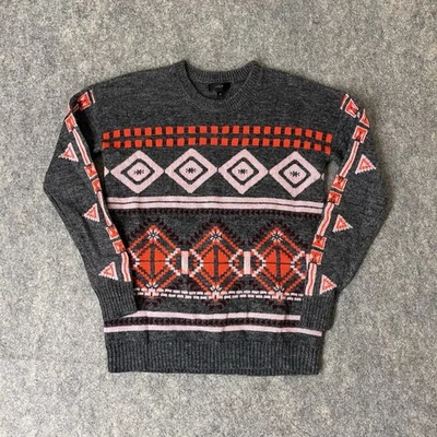 J. Suéter tejido redondo para mujer XS Fair Isle estampado navideño lana mezcla mohair nórdico Foto 1 de 4