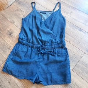All Saints Joanna Denim Playsuit Romper Size 36 EUR US 4 UK 8 Blue Tencel Summer - Picture 1 of 8
