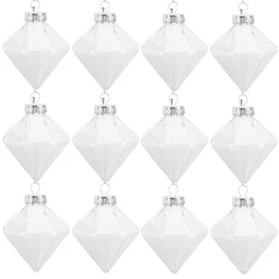  12 Pcs Sfera Di Plastica Trasparente Ornamenti Appesi All'albero - Immagine 1 di 4