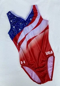 Under Armour GK ELITE Team USA Olympic REPLICA Leotard GYMNASTICS Bling Flag CM - Picture 1 of 8