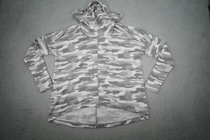 Lucky Brand Sweater Womens Large Gray White Camouflage Cowl Thermal Waffle Knit - Picture 1 of 10