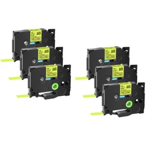 6PK Compatible with Brother PTouch Tze Tz C31 Fluorescent Yellow Label Tape 12mm - Picture 1 of 11