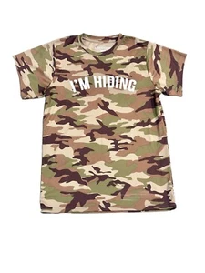 Lincoln Outfitters Camo Tshirt I’m Hiding Size XL 18/20 Youth Teens Short Sleeve - Picture 1 of 5
