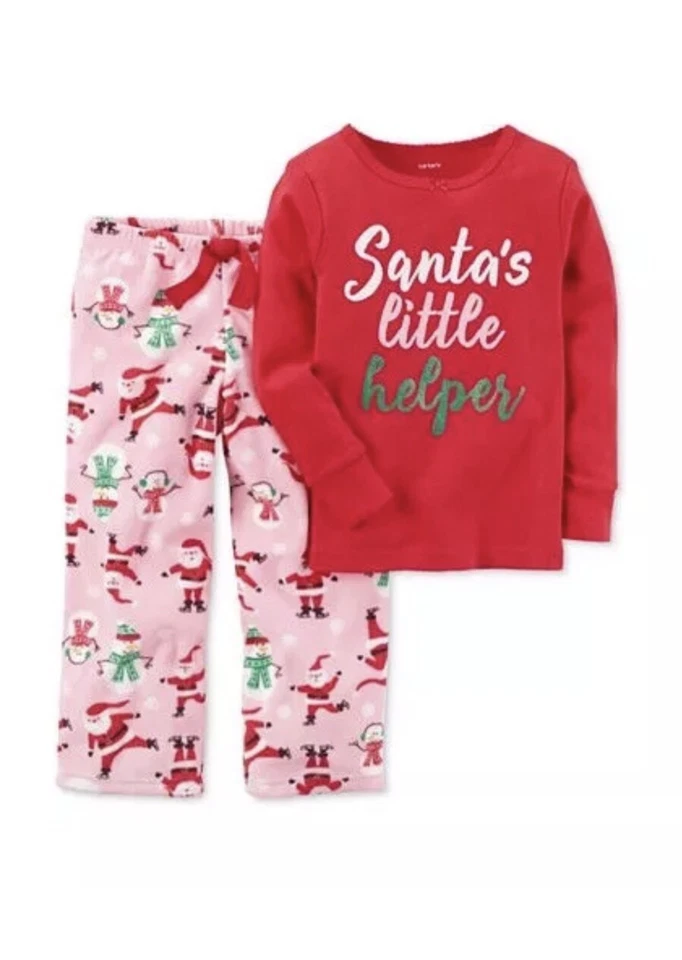 Carter’s Girls Christmas Santa's Little Helper Holiday 2 Pc Pajama Set Sz 4t NWT - Image 1 of 1