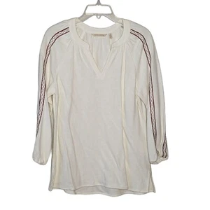 Weiche Umrandung bestickte Ärmel V-Ausschnitt weiß Bauern Bohemian Tunika XS - Bild 1 von 9