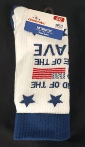 Way To Celebrate Patriotic Home Of The Brave Crew Sock Men's Size 6-12 (1 Pair) - Picture 1 of 2
