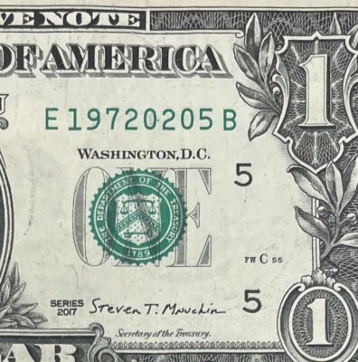 February 5, 1972 / May 2, 1972 (E 19720205 B) BIRTHDAY Note $1 One Dollar Bill - Image 1 of 3