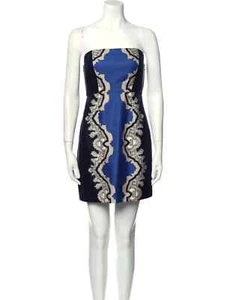 Tibi Damen Seide Blau Print Trägerlos Etuikleid Gr. 0 - Bild 1 von 9