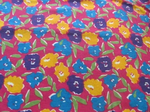 Vintage flower power mod hippie bright knit fabric retro 65 wide x about 3 yards - Picture 1 of 2