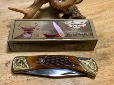Frost Whitetail Rocky Mountain Brown Bone Bear Claw 5" Lockback Knife FWT072RMS - Image 1 of 4