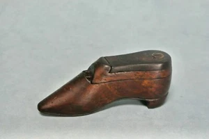 Antique Wooden Novelty Puzzle Shoe Snuff Box - Picture 1 of 12