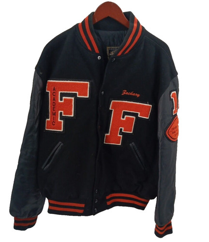 SUPREME Giacca Halloway Varsity Uomo Taglia 2XL Nero Fisher 2017 Streetwear Varsity