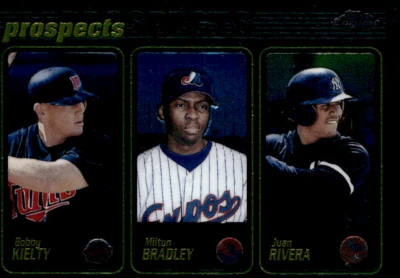 2001 Topps Chrome #301 Prospects Bobby Kielty, Milton Bradley, Juan Rivera - Image 1 of 2