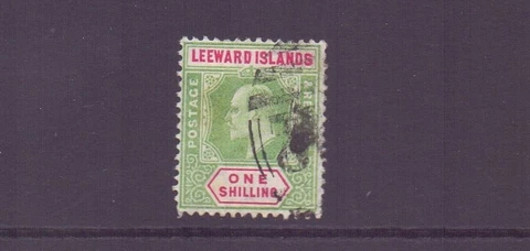 LEEWARD IS. 1902 EDVII 1/- GREEN & CARMINE SG26 FINE USED CAT £38 Cover