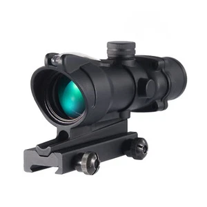 PINTY 4X32 Compact/ACOG Rifle Scope Rascal w/Mount Red Dot Sight Fiber Sight - Picture 1 of 19
