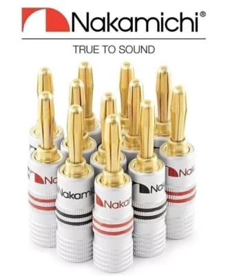 Nakamichi 24k Gold Plated 4mm Banana Plug Cable Audio Speaker Connector - Image 1 of 4