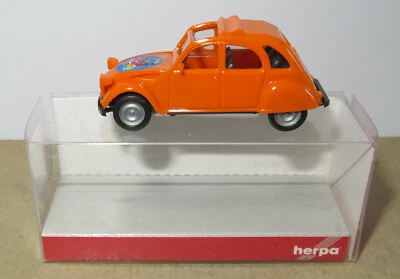 A Micro Herpa Ho 1/87 Citroen 2CV 6 Arancione Club Lëtzeburg Lussemburgo IN Box - Immagine 1 di 4