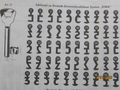 KIMA BB Zimmertürschlüssel Bart- Schlüssel  1 2 7 8 9 10 11 19 20 26 35 36u.v.a. - Bild 1 von 3