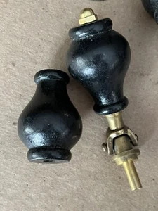Set Of 6 Victorian Eastlake Black Teardrop Dresser Pulls Knobs Handles Wood ORIG - Picture 1 of 7