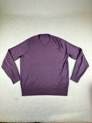J Crew Suéter Para Hombre XL Púrpura Gris Mezcla Lana Merino Cuello en V Foto 1 de 4